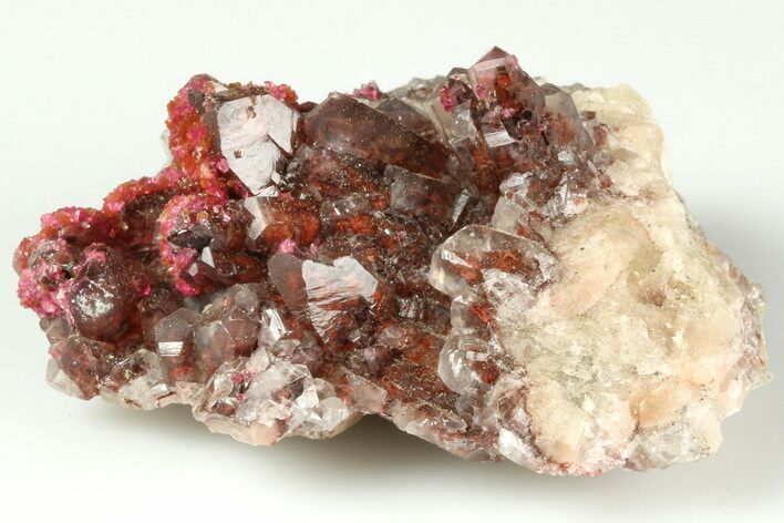 Roselite and Calcite Crystal Association - Aghbar Mine, Morocco #184207